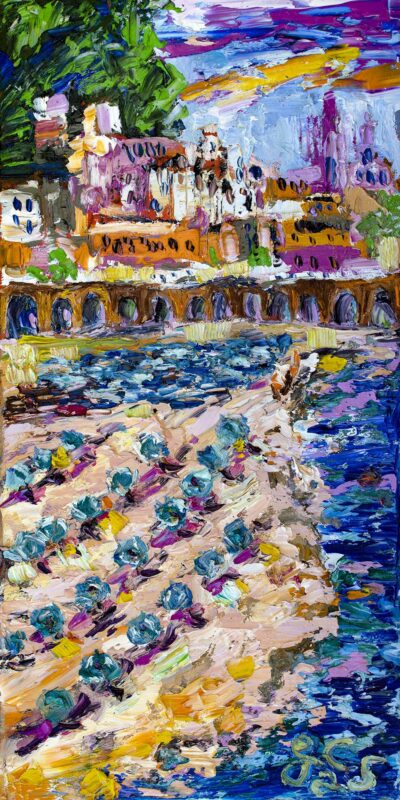 Swirls of Summer on the Amalfi Coast Oil Painting L