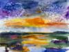 Minimalist Watercolor Landscape Wetland Sunset