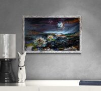 Black Water Moon Georgia Okefenokee Oil Painting - Image 4