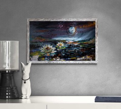Black Water Moon Georgia Okefenokee Oil Painting - Image 4