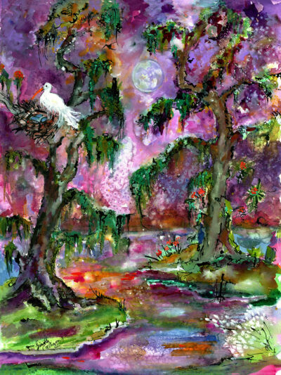 Enchanted Forest Under Moonlit Sky Large