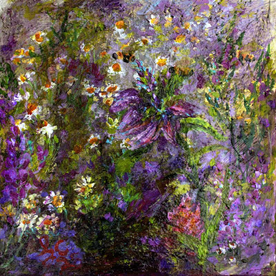 Vibrant Wildflower Garden Impressionist Floral Art